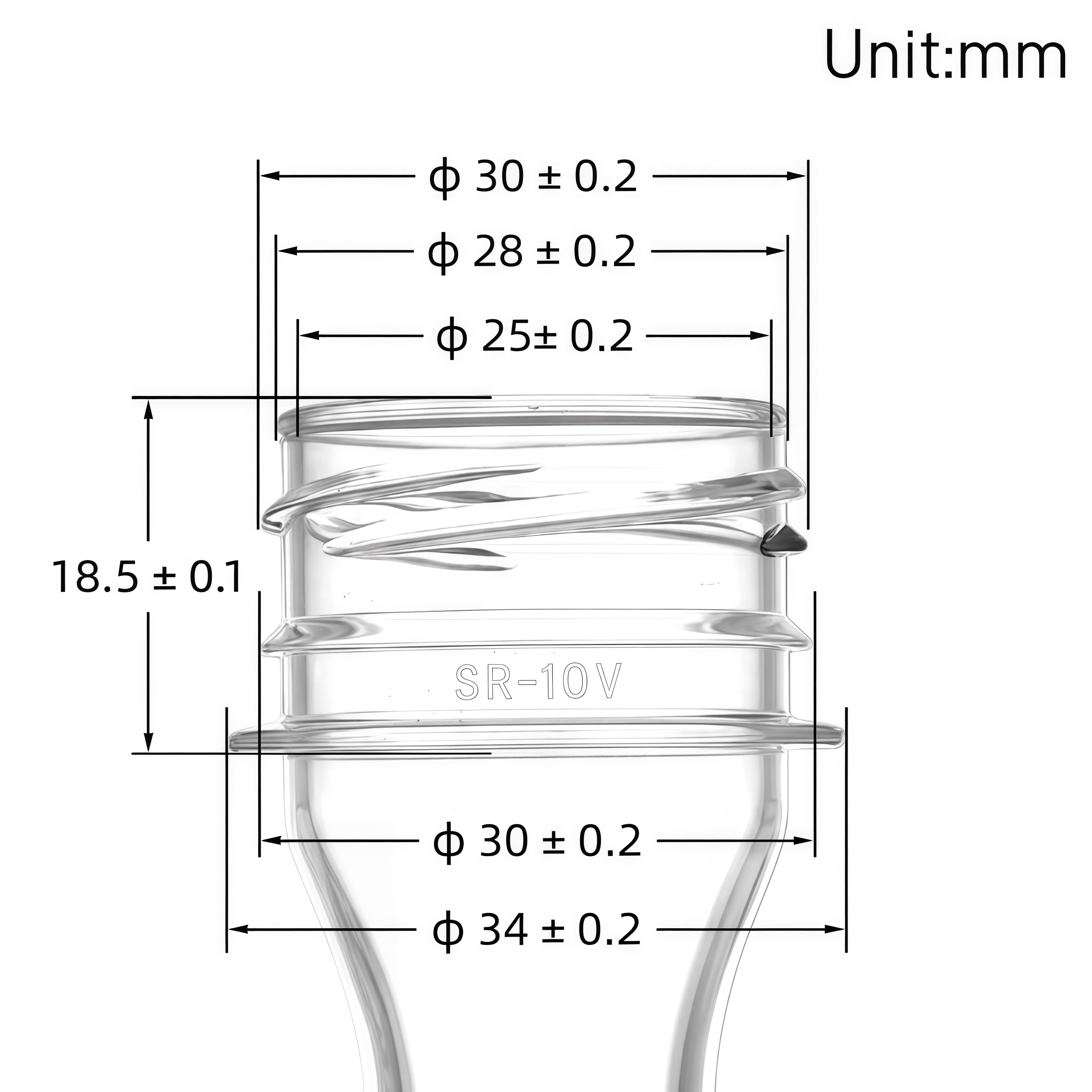 30/25 neck (30mm) PET preform for 250ml-2.5L mineral water plastic bottle